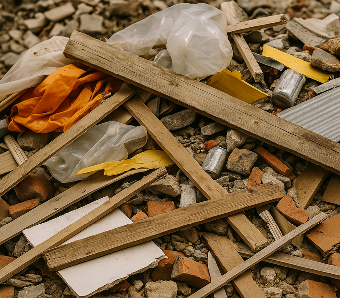 Baumischabfall aus Holz, Kunststoffen, Metall und Bauschutt für Entsorgung in Dorum